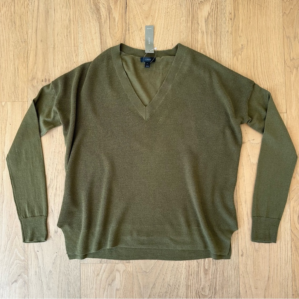 JCREW V-Neck Wool-Cotton Merino Sweater